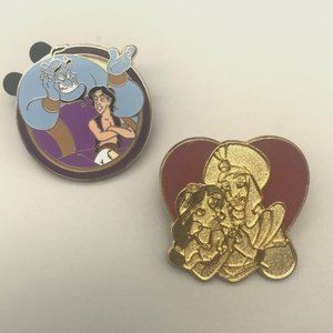Disney Trading Pins 2 Aladdin Jasmine Heart 2002 Lanyard Series Genie BFF 2015
